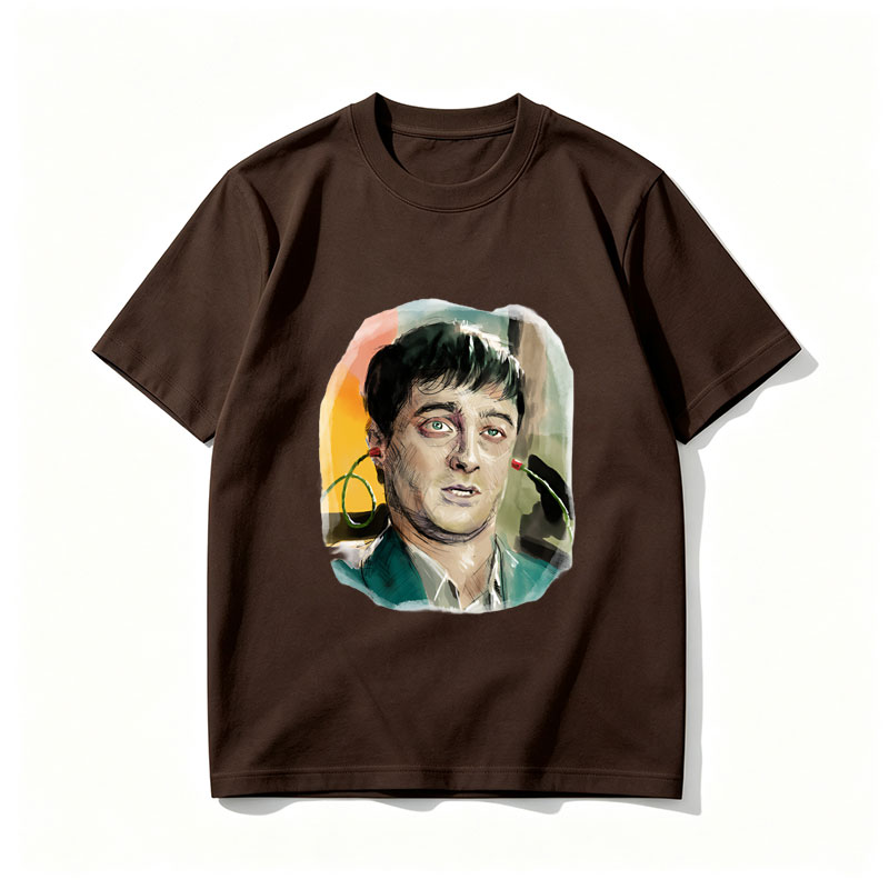 Man with Green Eyes and Earphones, Artistic Portrait - Tee