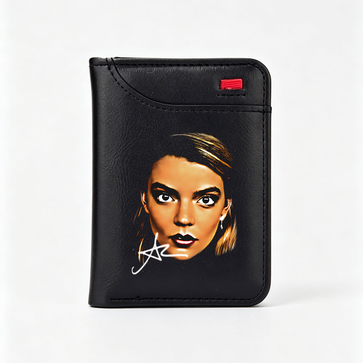 Portrait of a Woman with Dramatic Makeup and Signature - Vertical Style Wallet