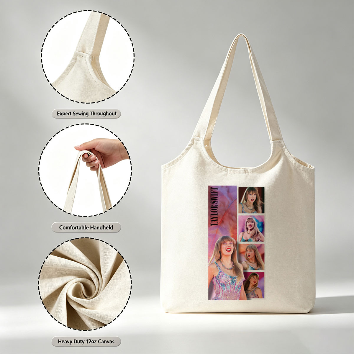 Taylor Swift Live Performance in Sparkling Stage Outfit and Expressive Moments - Canvas shoulder bags/