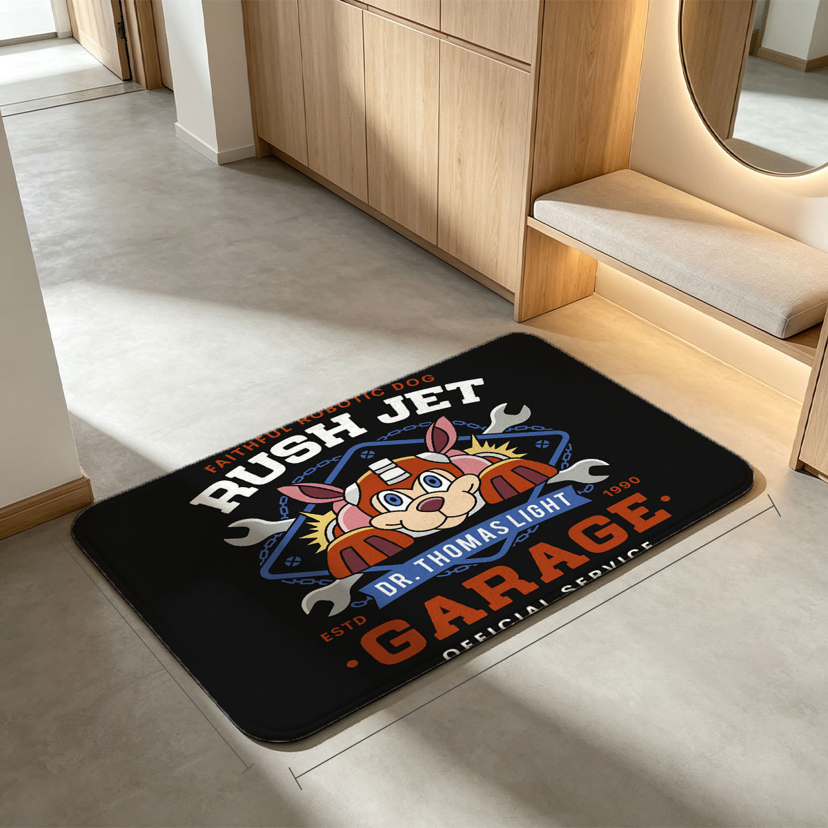 Rush Jet - Faithful Robotic Dog, Dr. Thomas Light Garage, Official Service, 1990 - Flannel floor mat