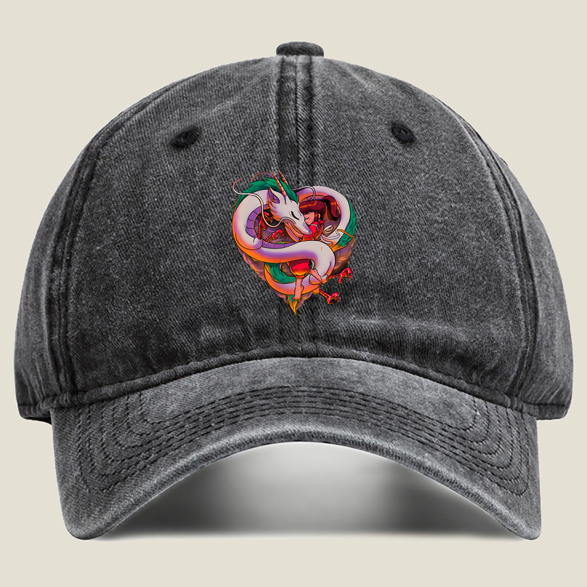 Mulan and the Dragon - Washed Denim - Baseball Cap