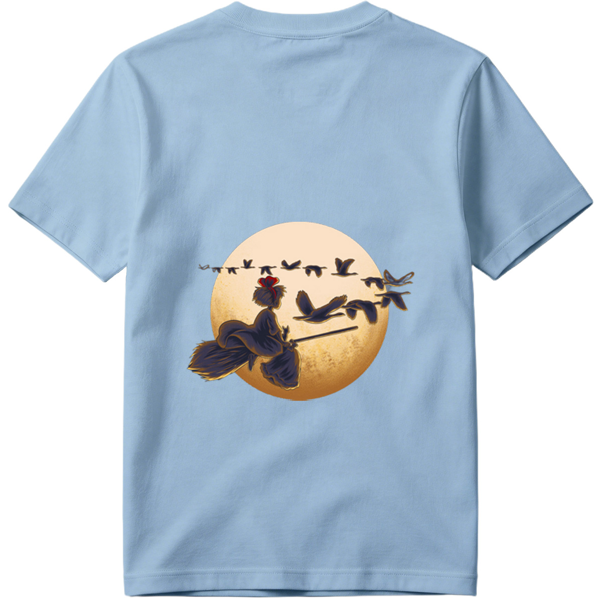 Mulan Flying on a Broomstick with Geese Against the Moon - Tee