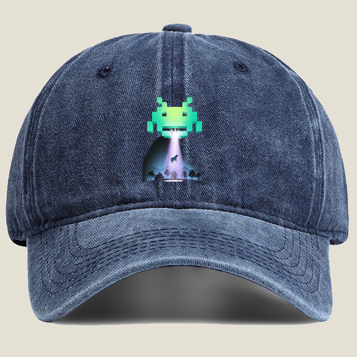 Space Invaders: Alien Abduction - Washed Denim - Baseball Cap