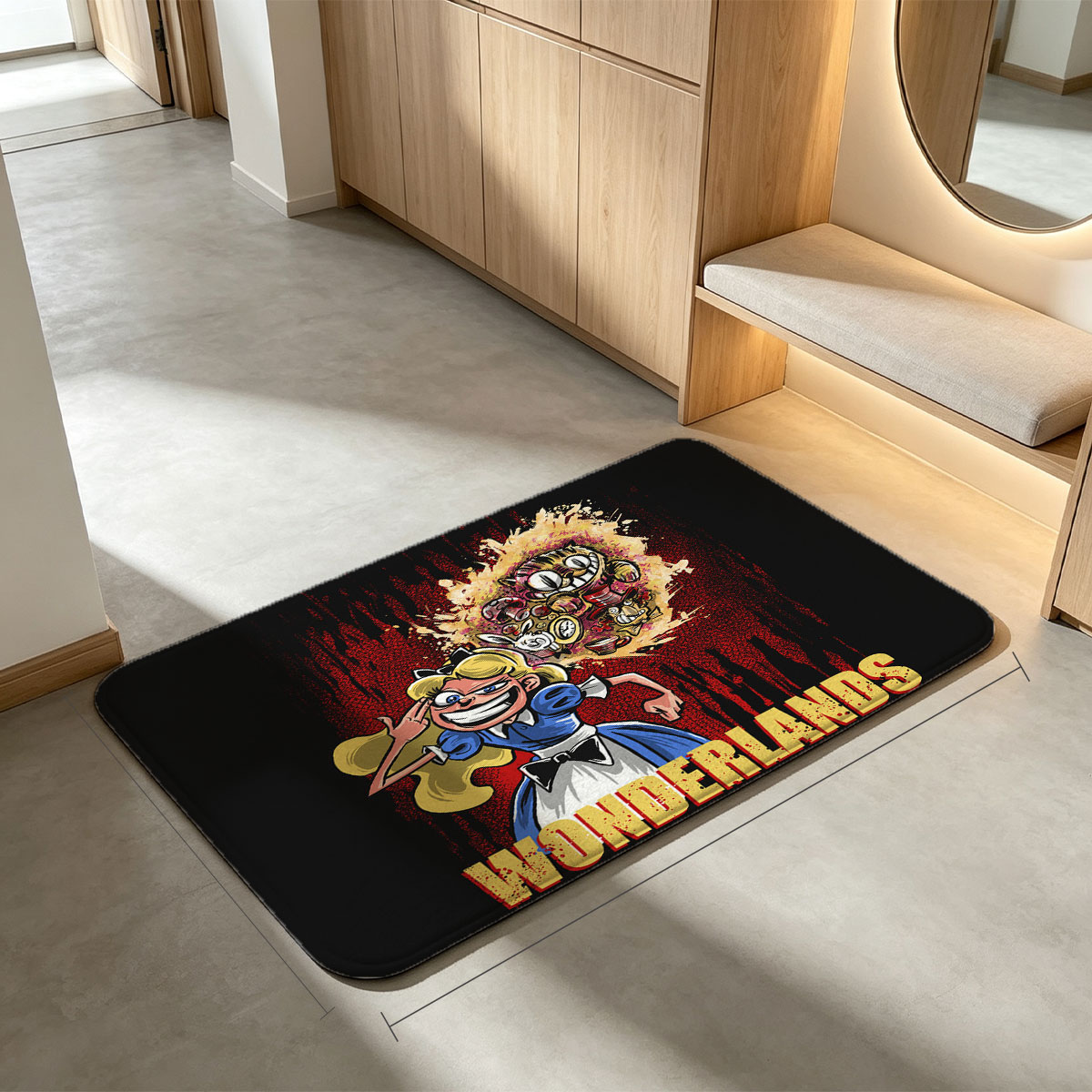 Alice and Cheshire Cat in Wonderlands - Flannel floor mat