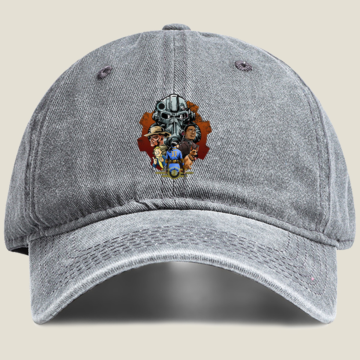 Fallout: Vault Boy, Vault Dweller, Dogmeat, and Brotherhood of Steel - Washed Denim - Baseball Cap