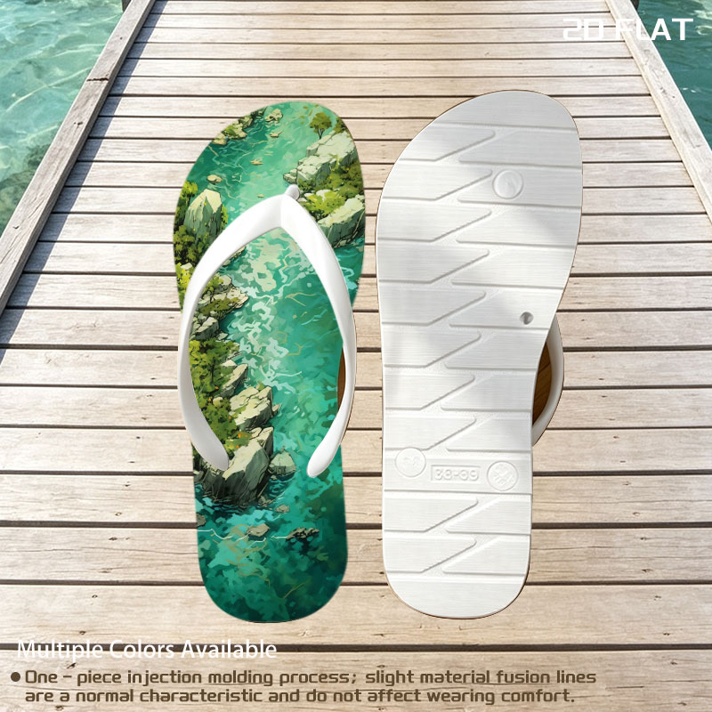 Crystal Clear River Winding Through Rocky Landscape -  flip-flops