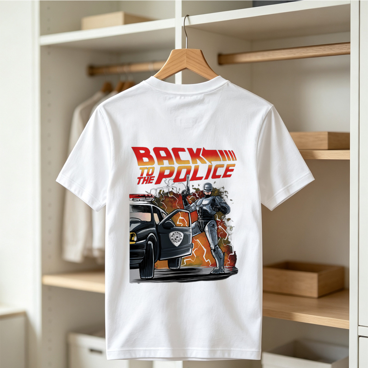 Back to the Police: RoboCop and Detroit Police Car - Tee