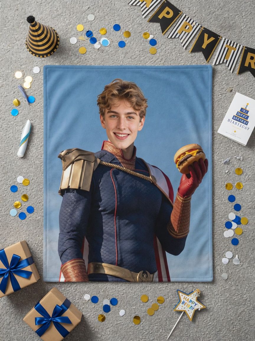 Custom Face Photo Flannel Throw Blanket Personalized Superhero Graphic Ultra Soft Anti Pilling Plush Keepsake Gift