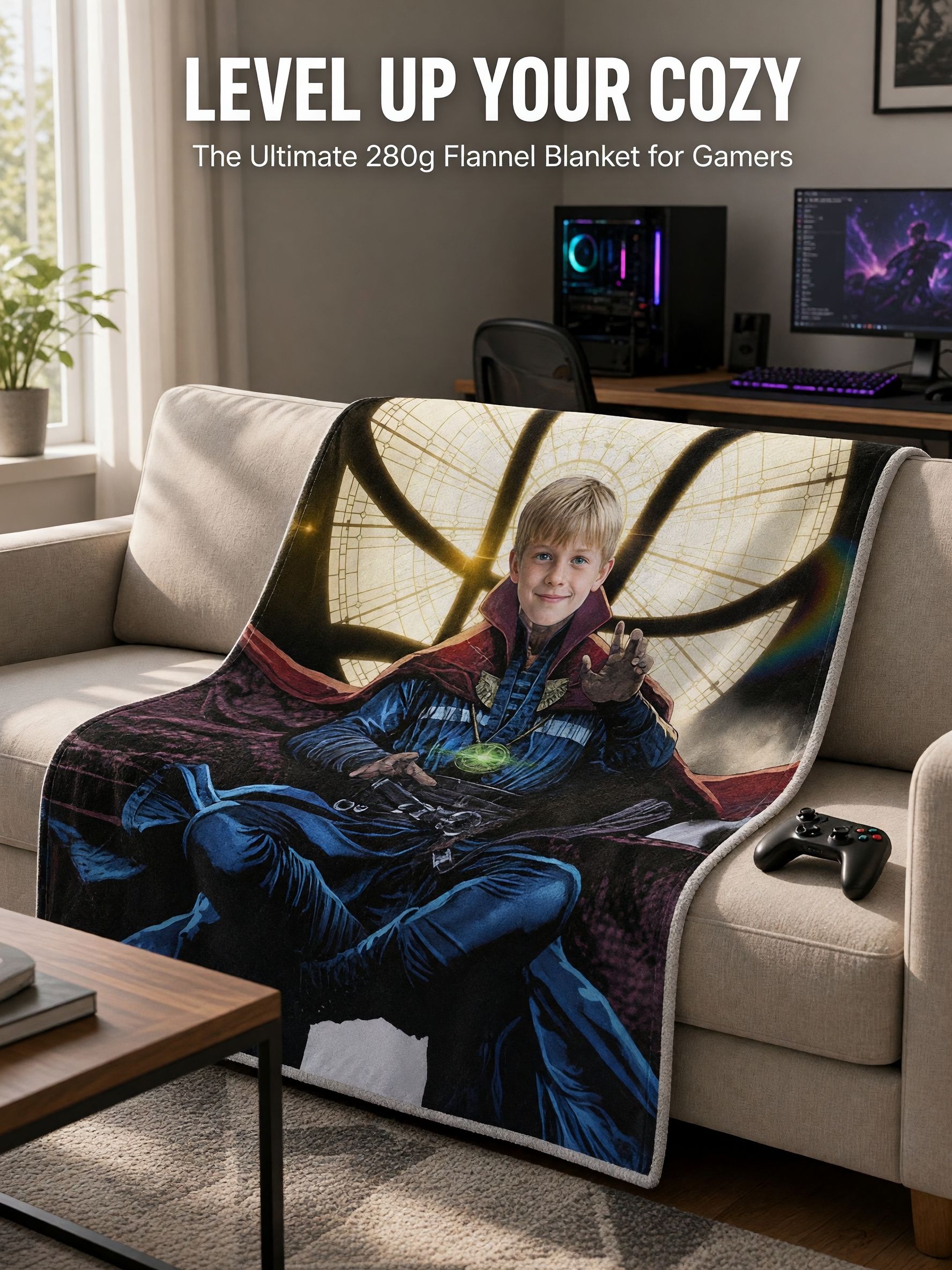 Custom Face Blanket Personalized Superhero Photo Throw, Ultra Soft Flannel Fleece Warm Bed Blanket Cozy Keepsake Gift