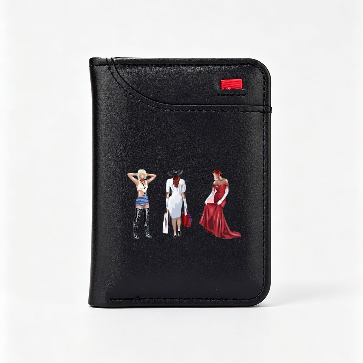 Three Stylized Women in Distinct Outfits: Casual, Elegant, and Formal Fashion - Vertical Style Wallet