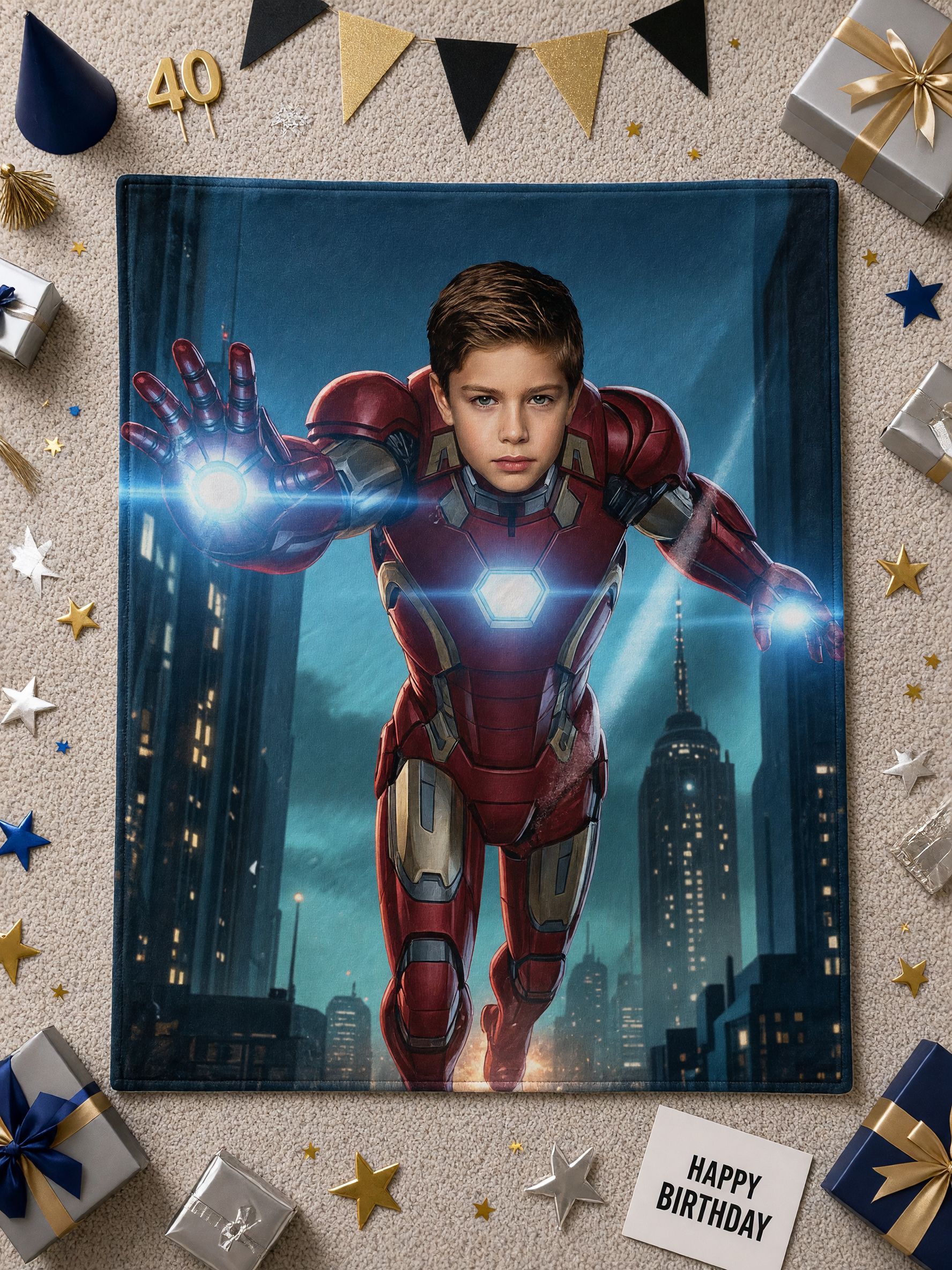 Custom Photo Face Blanket Personalized Superhero Flannel Fleece Throw Soft Skin-Friendly Warm Bed Couch Wrap Ideal