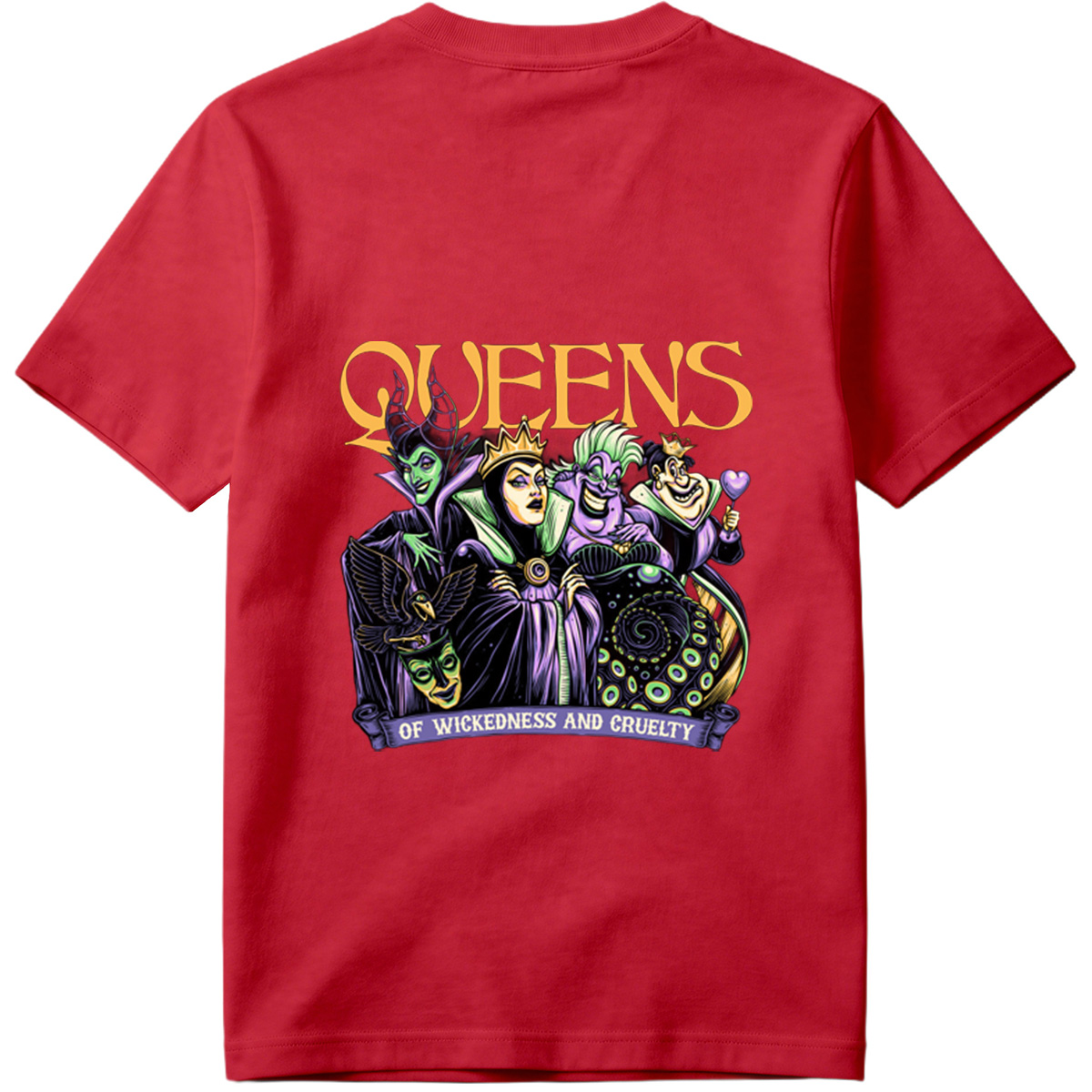 Queens of Wickedness and Cruelty: Maleficent, Evil Queen, Ursula, and Queen of Hearts - Tee