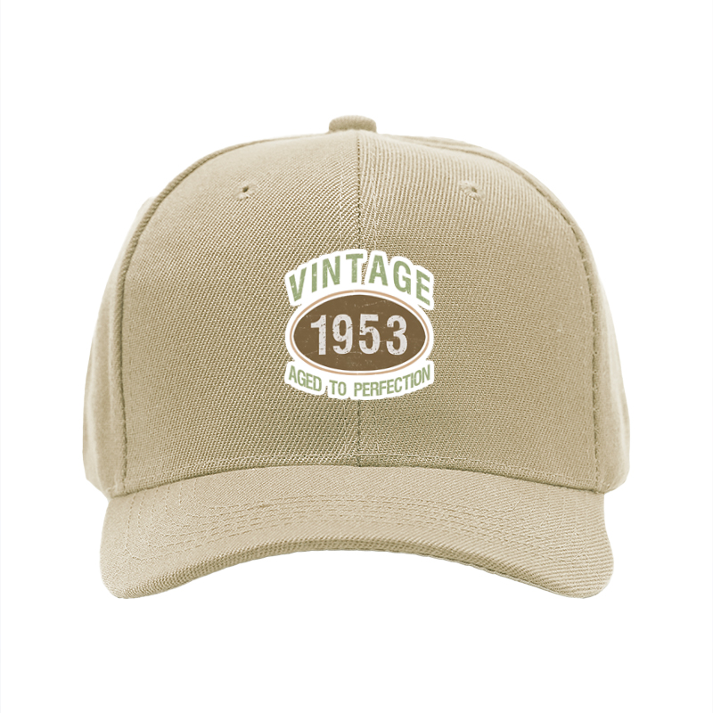 1pc New Baseball Cap Vintage 1953 Aged to Perfection Print Unisex Adjustable Hat for Outdoor Activities and Casual Wear Adults Men Women Style