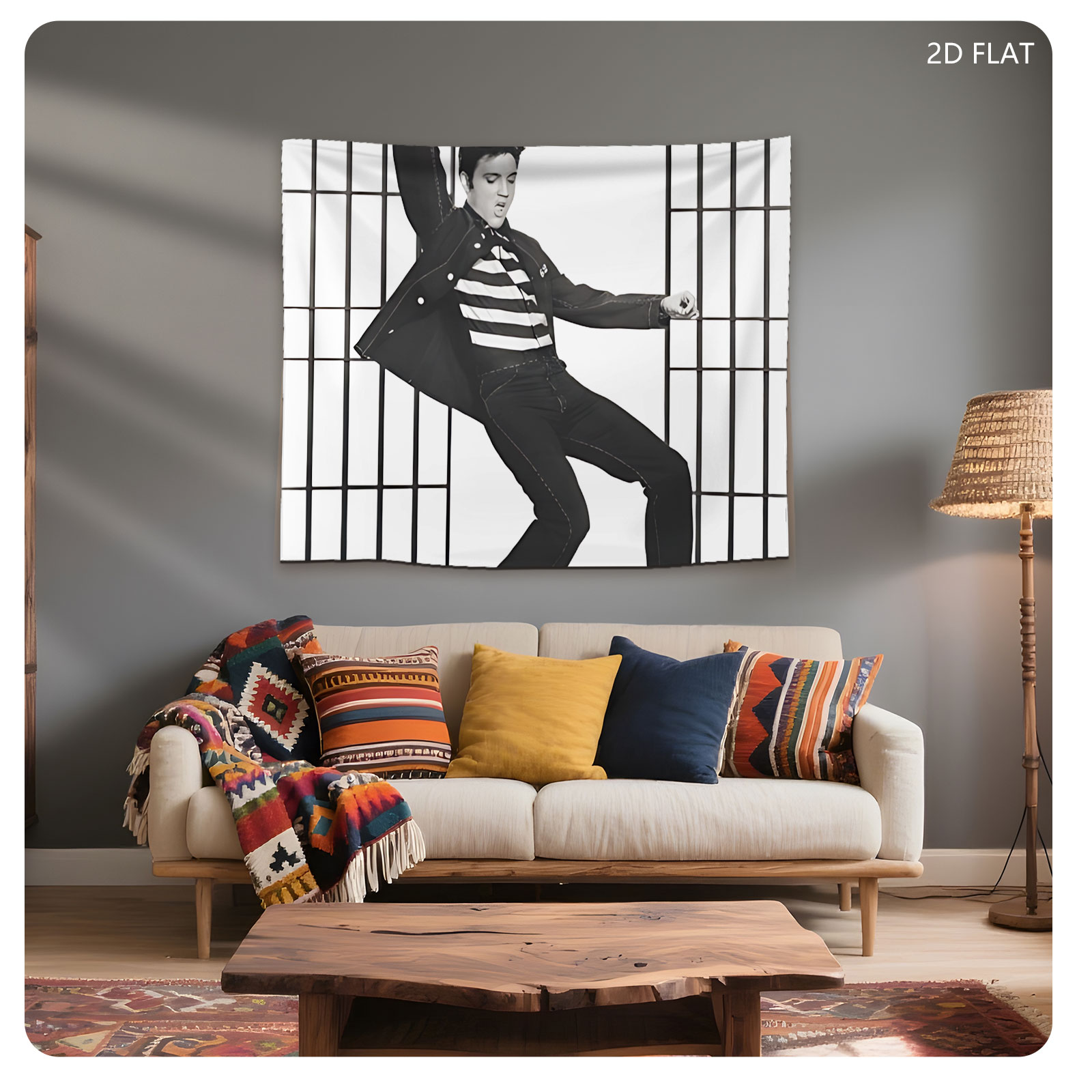 Elvis Presley in Jailhouse Rock Pose with Bars - Tapestry