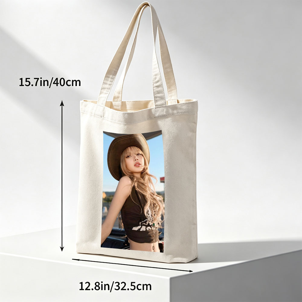 Lisa Blackpink Cowboy Hat Outfit Fashion Photo Shoot - Canvas tote bags