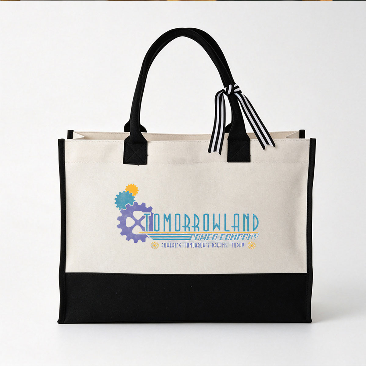Tomorrowland Power Company: Powering Tomorrow's Dreams Today! - Canvas patchwork gift tote bag