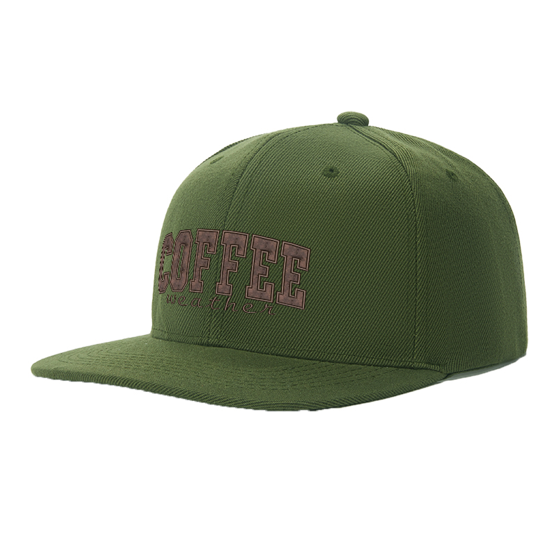 Flat Brim Baseball Cap Coffee Weather Print Streetwear Underground Skate Style for Basketball Court Skate Park Urban Lifestyle Skaters Rappers Streetwear Enthusiasts