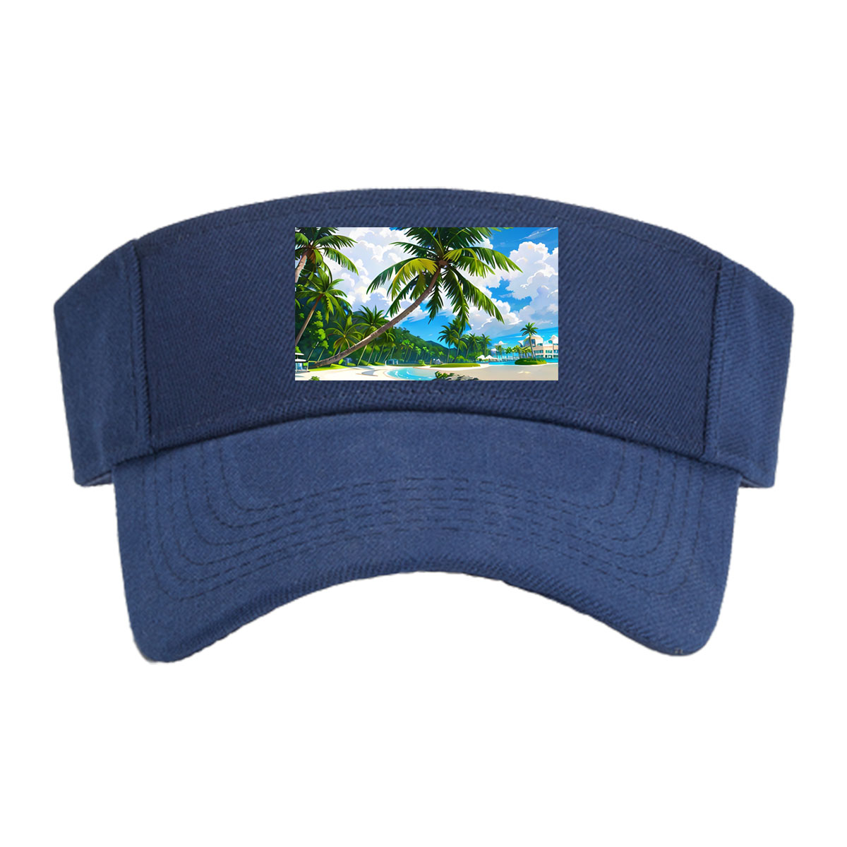 Tropical Beach with Palm Trees and Clear Blue Water -  Visor cap