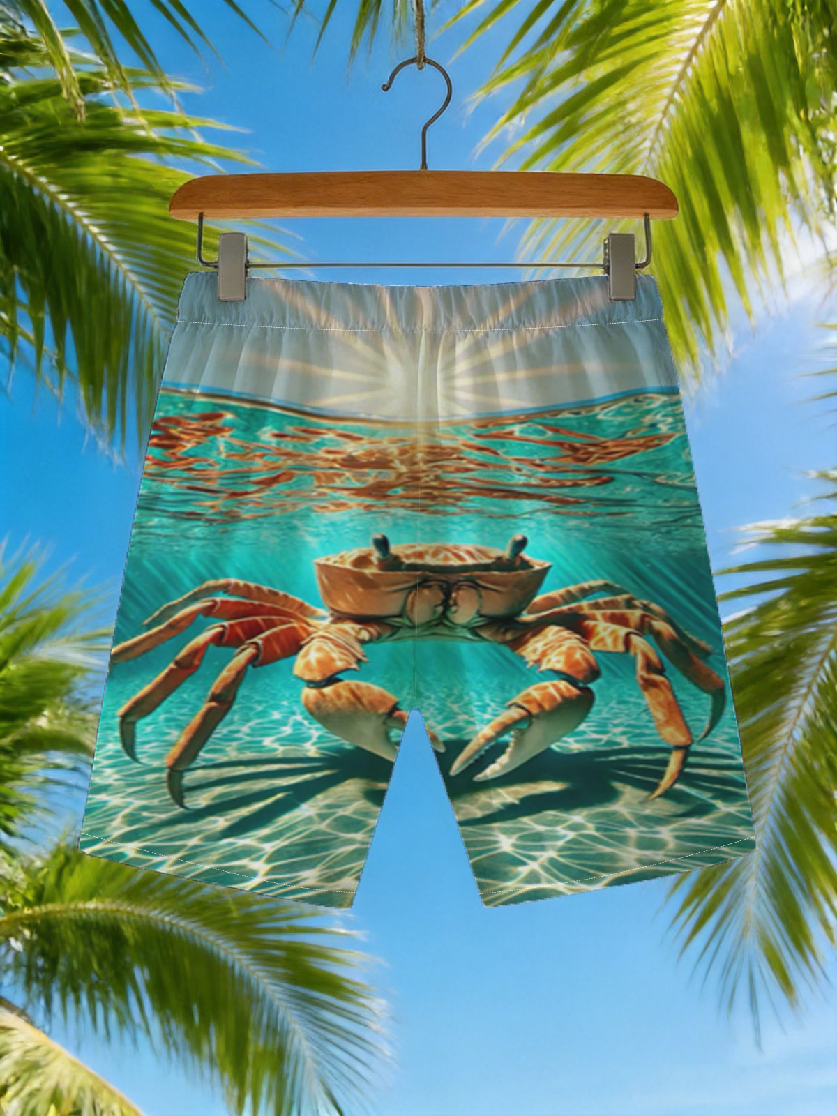 Crab in Sunlit Waters -  Beach shorts
