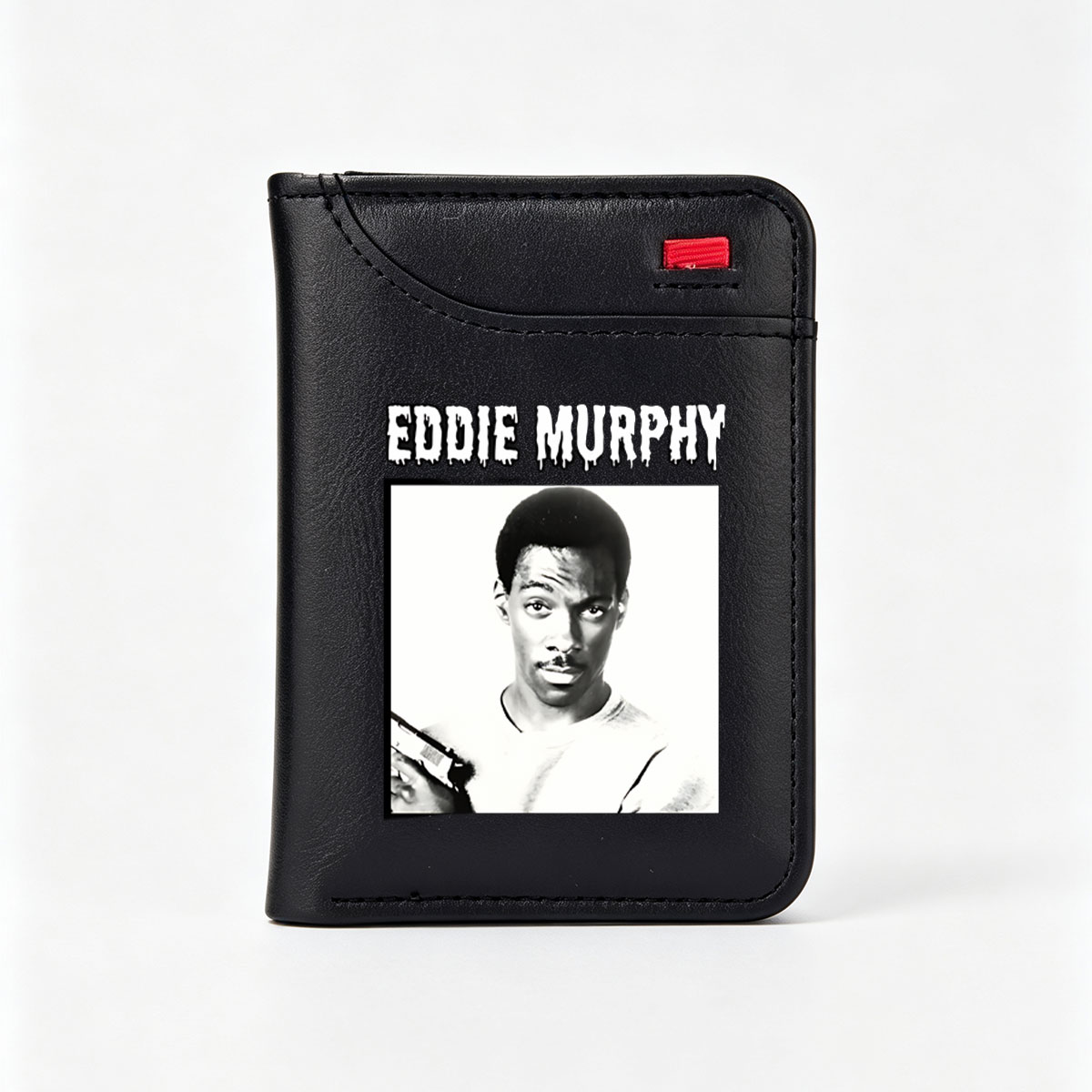 Eddie Murphy Holding Gun in Black and White Portrait - Vertical Style Wallet