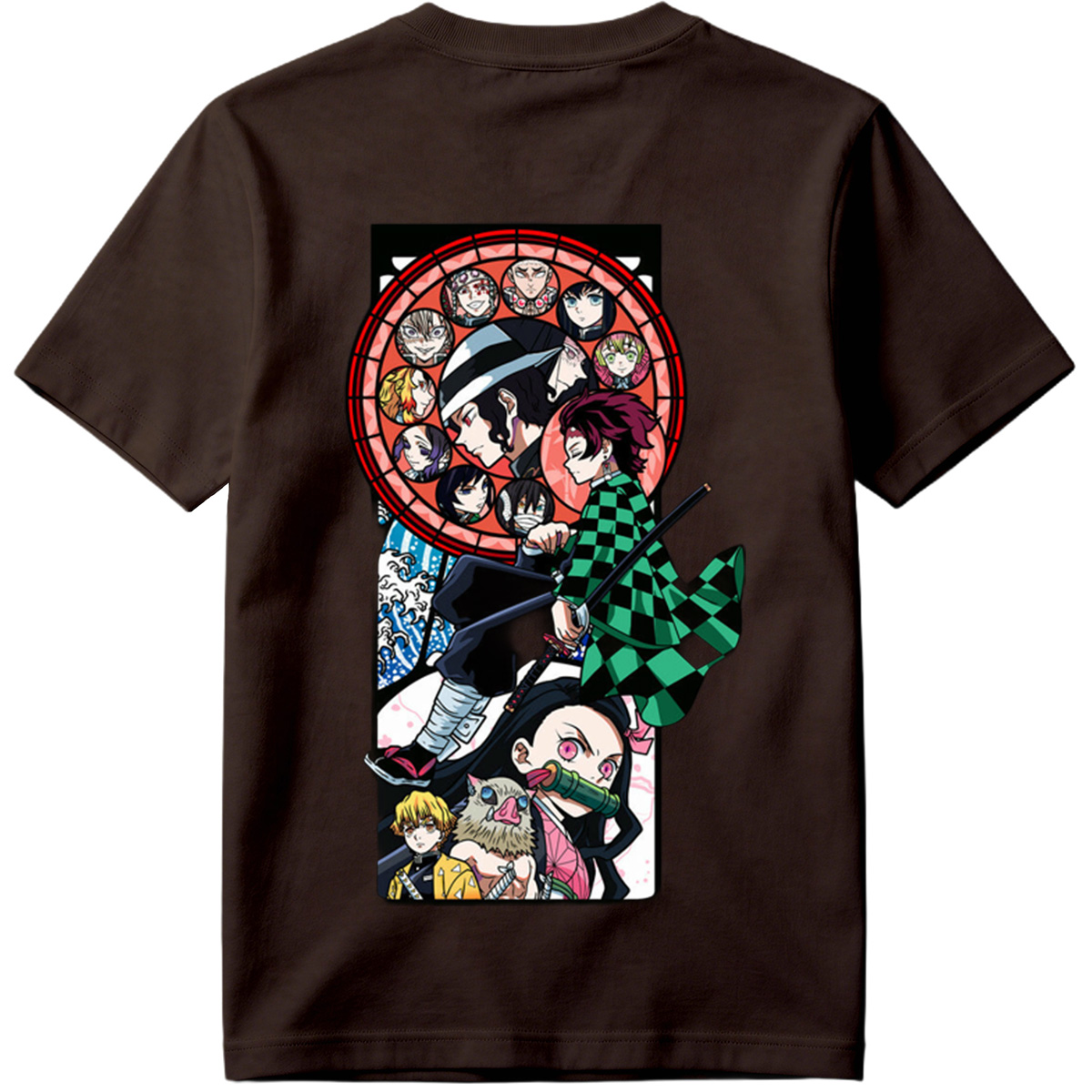 Demon Slayer: Kimetsu no Yaiba - Tanjiro, Zenitsu, Inosuke, and Hashira Characters in Stained Glass Art Style - Tee