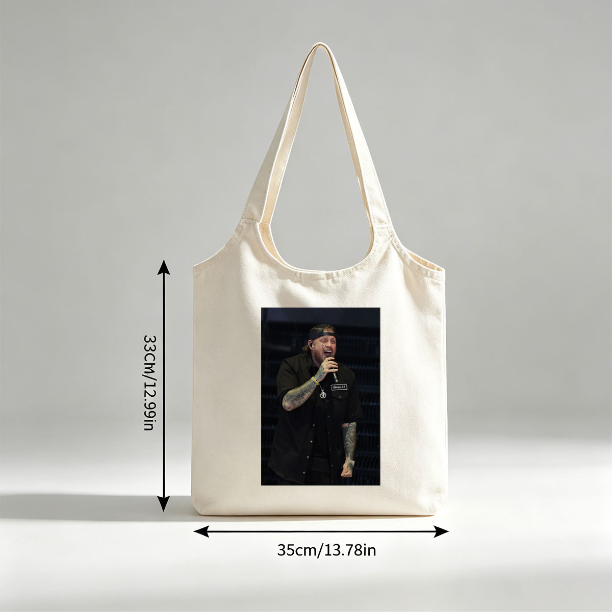 Cody Johnson Performing on Stage with Microphone and Tattooed Arms - Canvas shoulder bags/