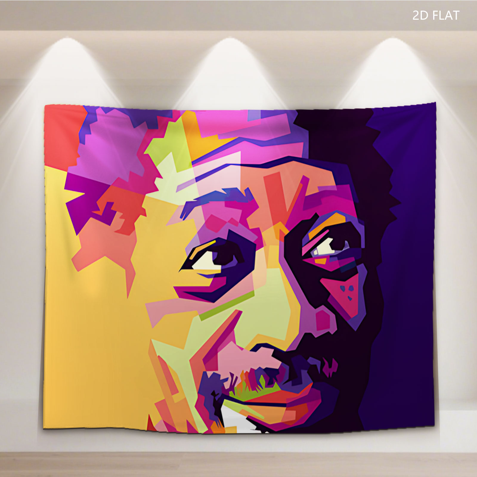 Colorful Abstract Portrait of a Man with Vibrant Geometric Patterns - Tapestry