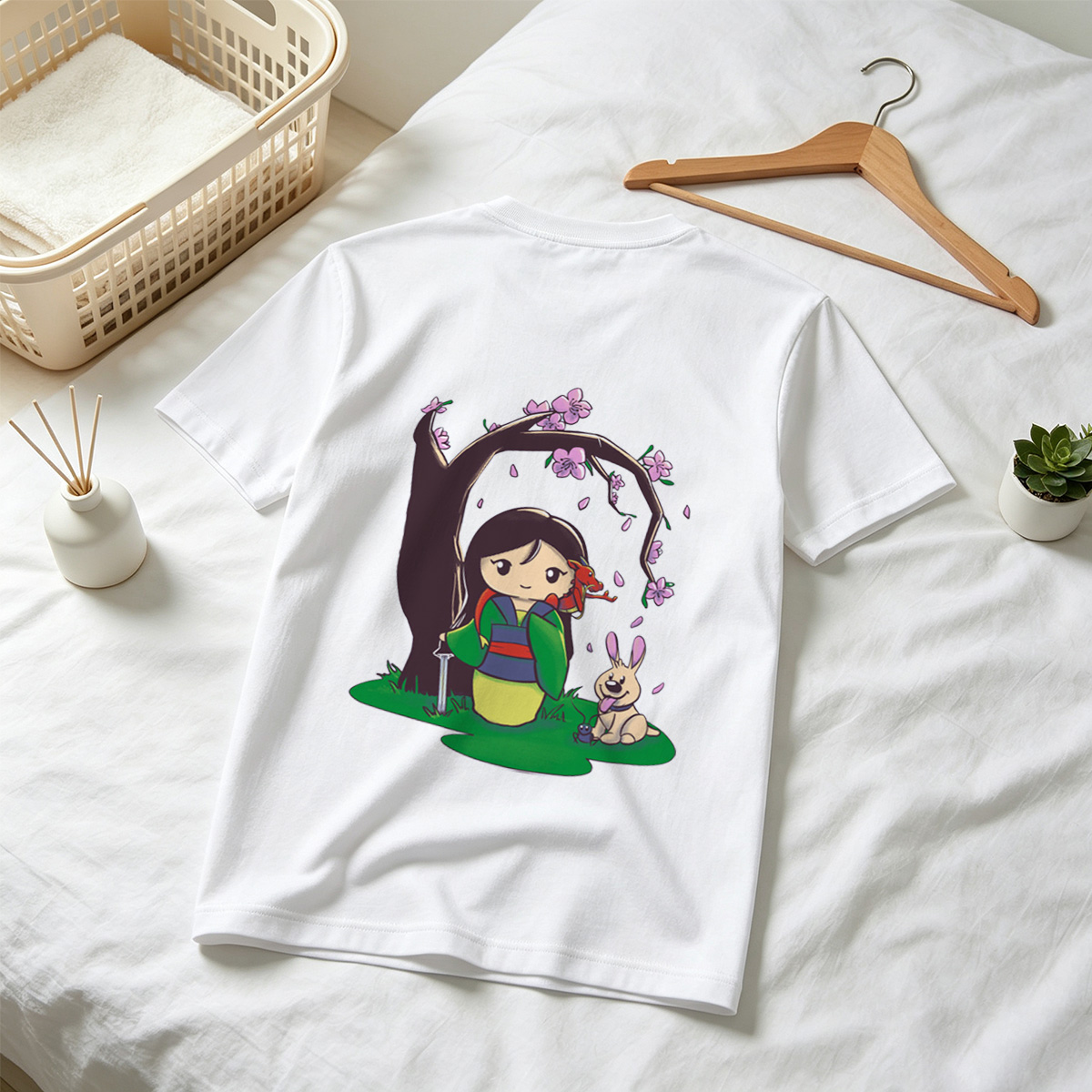 Mulan with Mushu and Cri-Kee Under Cherry Blossom Tree - Tee