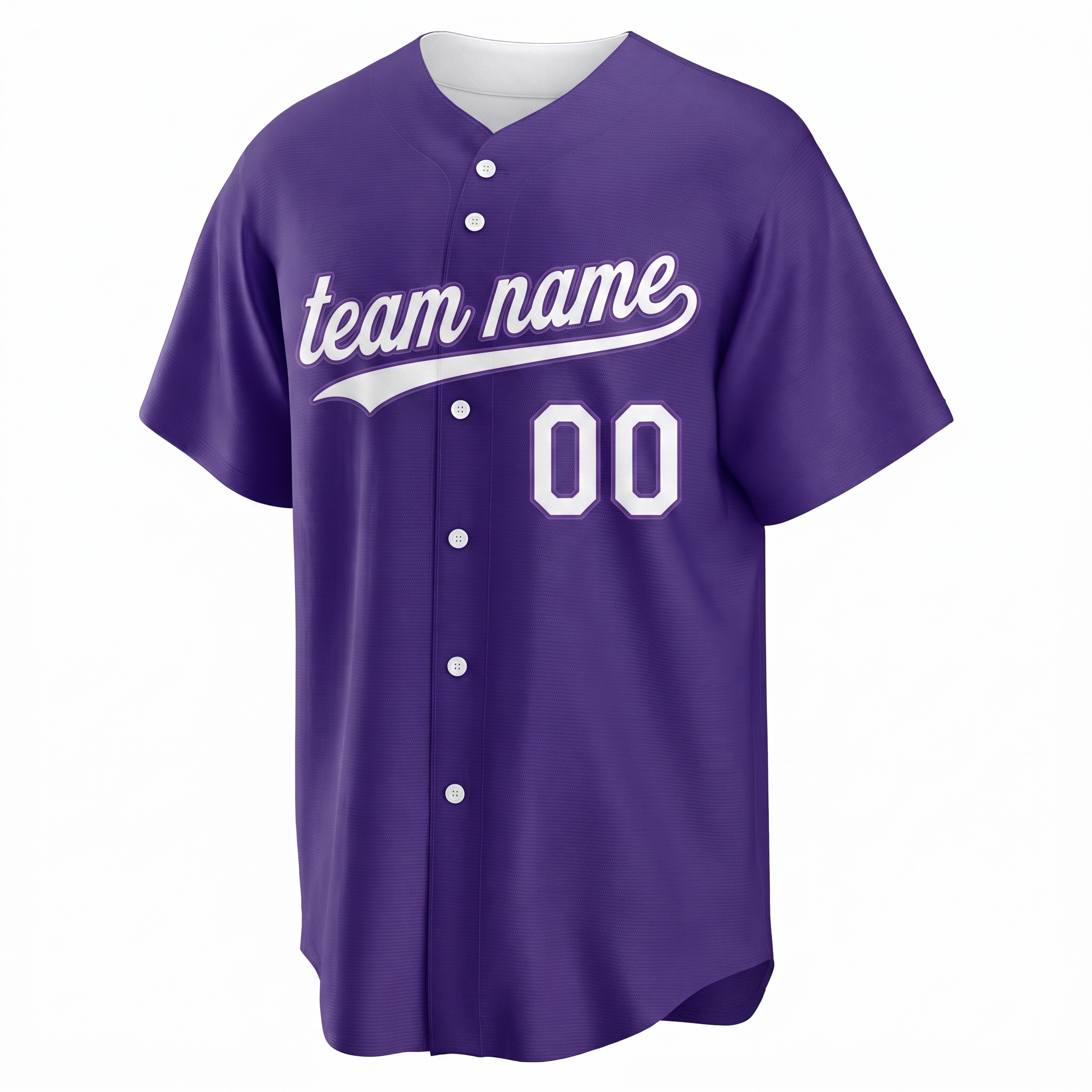 Custom Printed Colorado Mountain Style Baseball Jersey Royal Purple Short Sleeve Button Down Shirt for Men and Women
