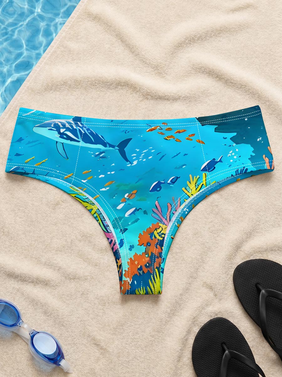 Vibrant Coral Reef with Dolphins and Tropical Fish -  Men's swim trunks