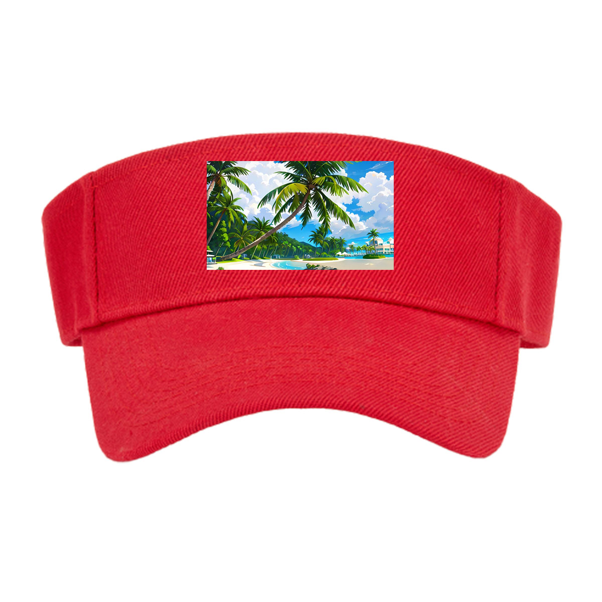 Tropical Beach with Palm Trees and Clear Blue Water -  Visor cap