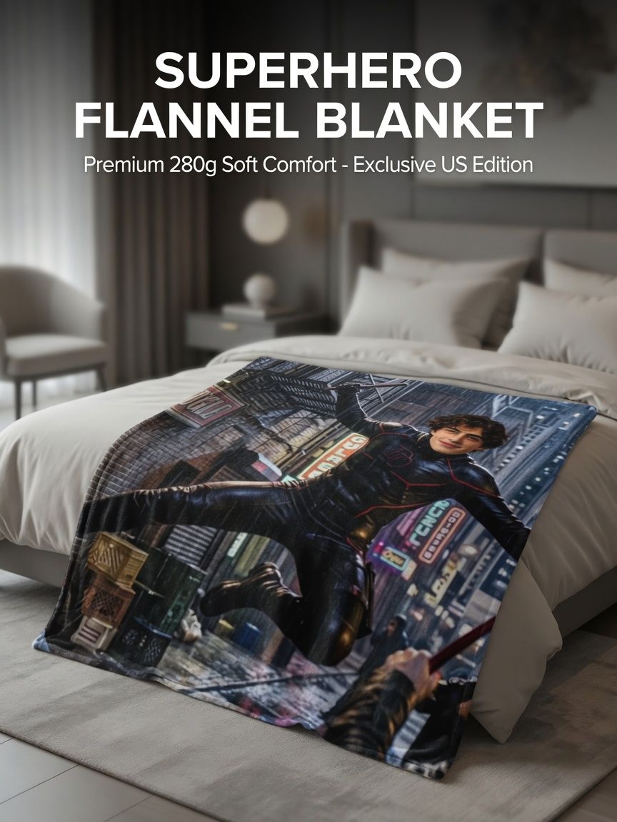 Custom Photo Face Superhero Action Flannel Fleece Throw Blanket, Personalized Ultra Soft Cozy Gift for Bed and Couch