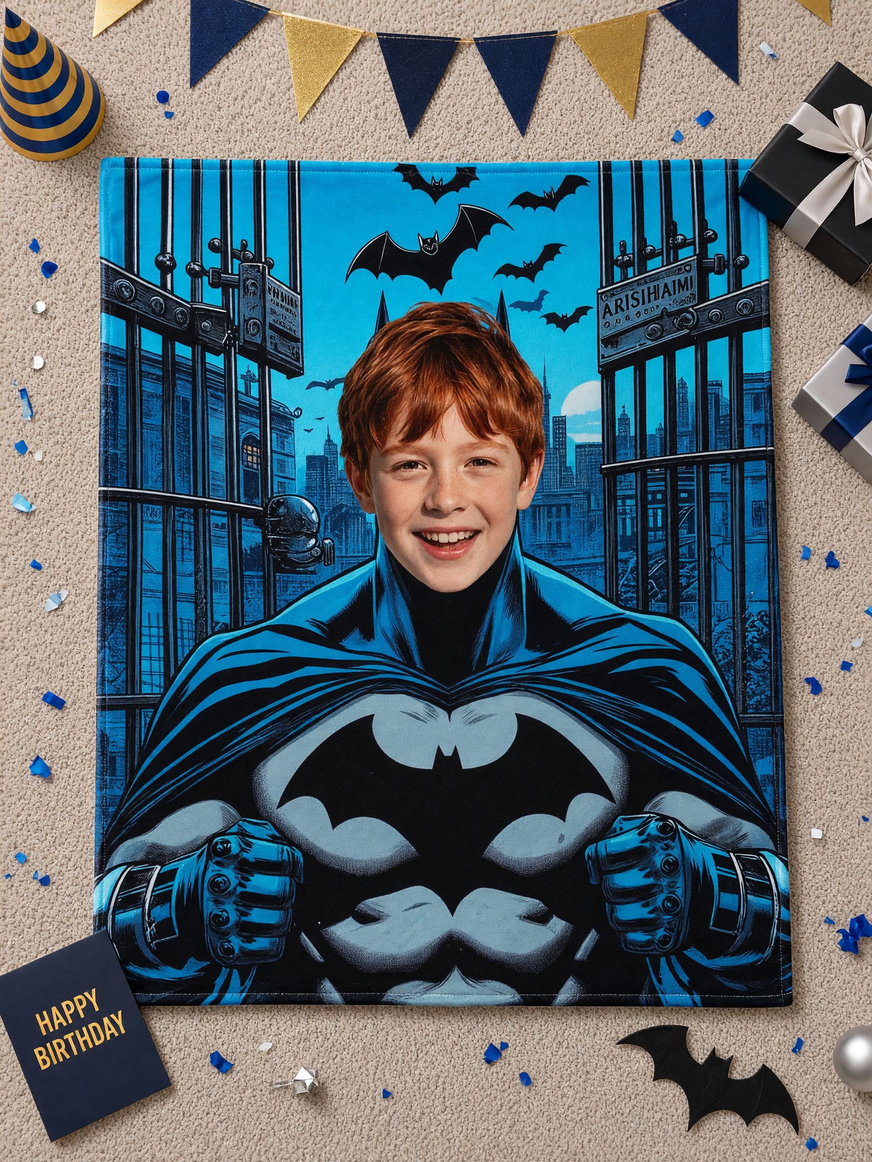 Custom Superhero Photo Blanket Ultra Soft Anti Pilling Flannel Fleece Throw Cozy Personalized Gift for Bed Couch