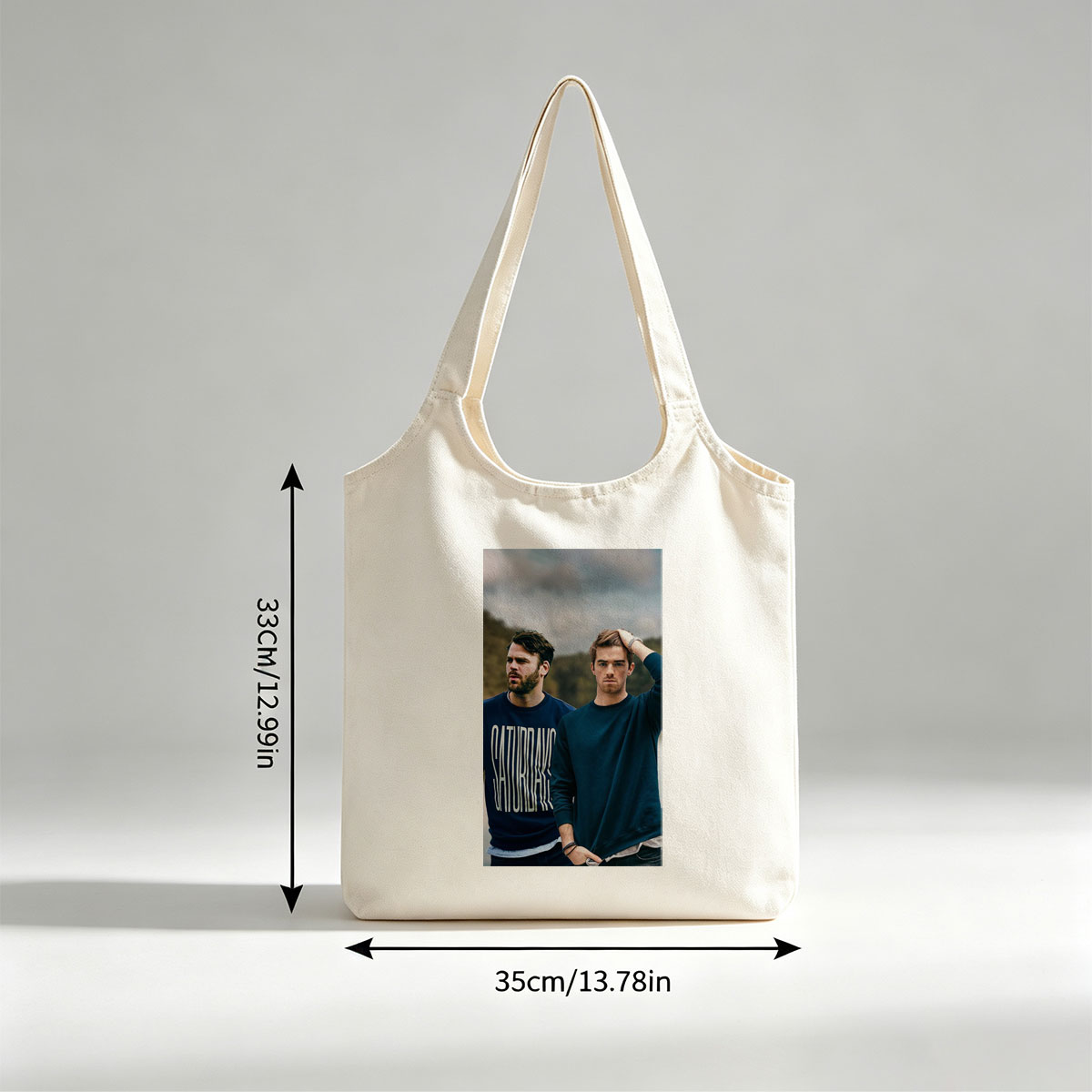 Liam Payne and a Friend in Casual Outfit Standing Outdoors with Nature Background - Canvas shoulder bags/