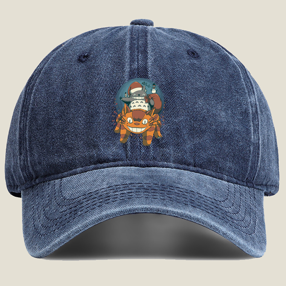 Totoro and Catbus Holiday Adventure - Washed Denim - Baseball Cap