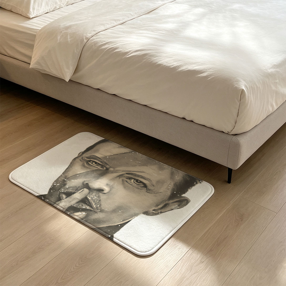 David Bowie: Ziggy Stardust Portrait with Shh Gesture - Flannel floor mat