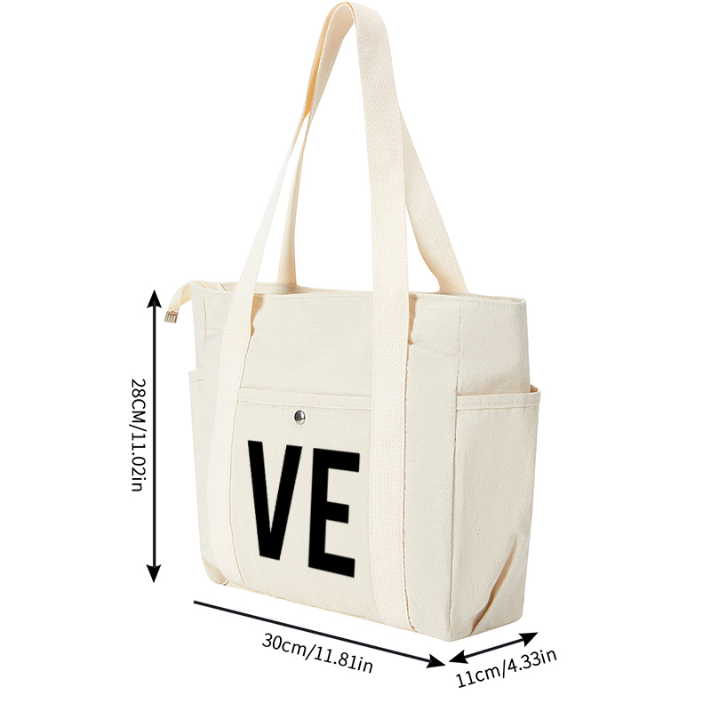 Multi Pocket Bag Beige with Geometric Print Design - Lightweight Everyday Organizer for Travel, Work, and Daily Use - Ideal for Women and Men Seeking Practical Style