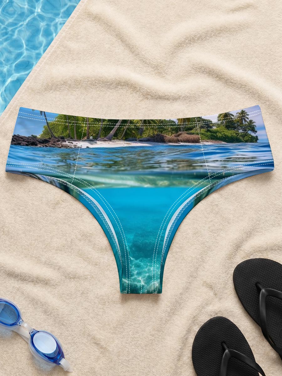 Tropical Island with Palm Trees and Crystal Clear Waters -  Men's swim trunks