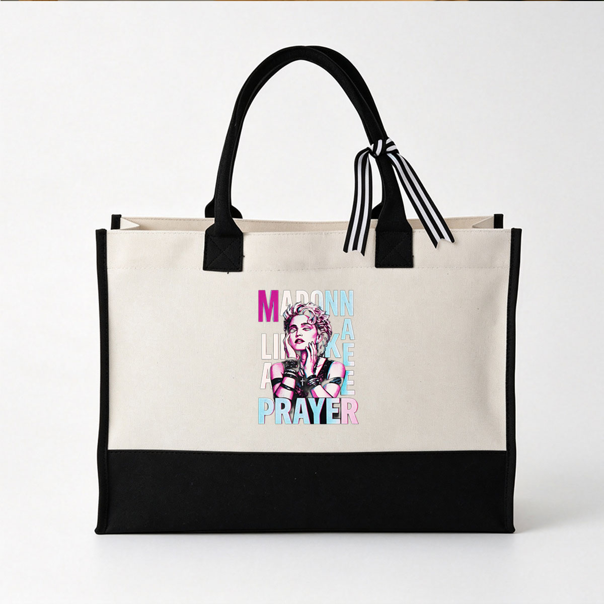 Madonna Like a Prayer Album Cover Art - Canvas patchwork gift tote bag