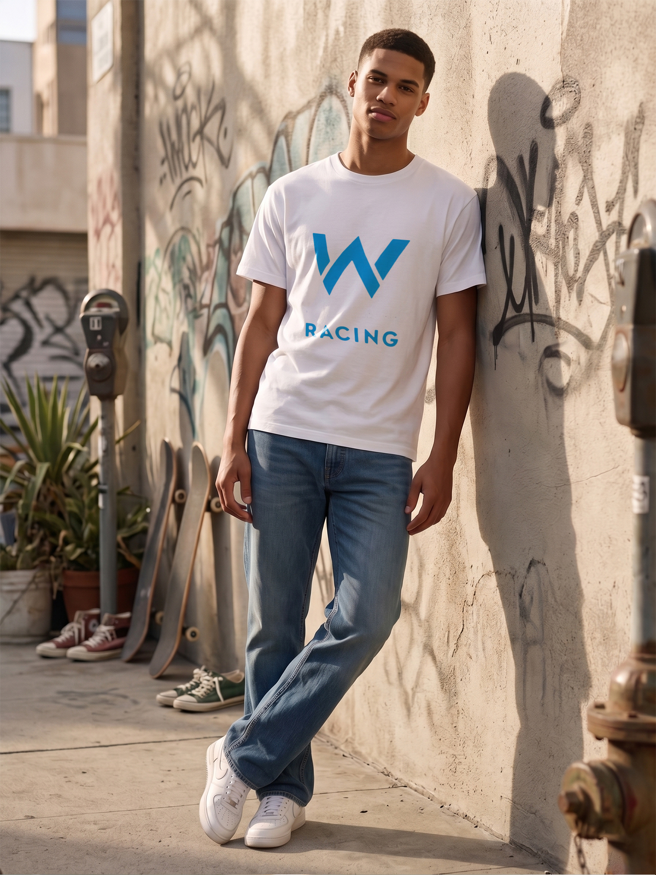 Men's Williams Racing Logo Print T-Shirt Casual Round Neck Summer Lightweight Breathable Short Sleeve Tee for Motorsport Fans and Racing Enthusiasts
