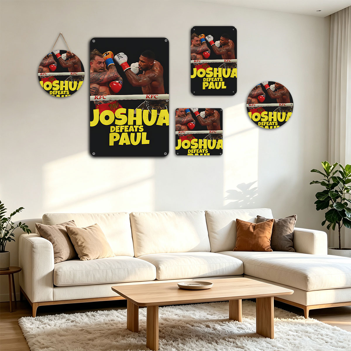 Joshua Defeats Paul in Epic Boxing Match - painting