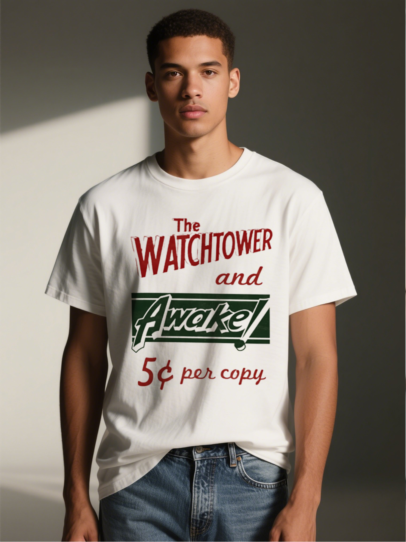 Men's Printed T-Shirt The Watchtower and Awake 5￠ Per Copy Graphic Design Casual Round Neck Summer Lightweight Breathable Short Sleeve T-Shirt for Daily Wear Outdoor Activities Adults