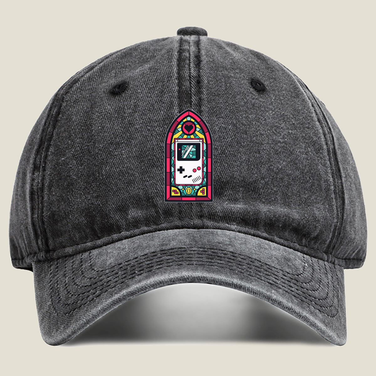 Stained Glass Game Boy - Washed Denim - Baseball Cap