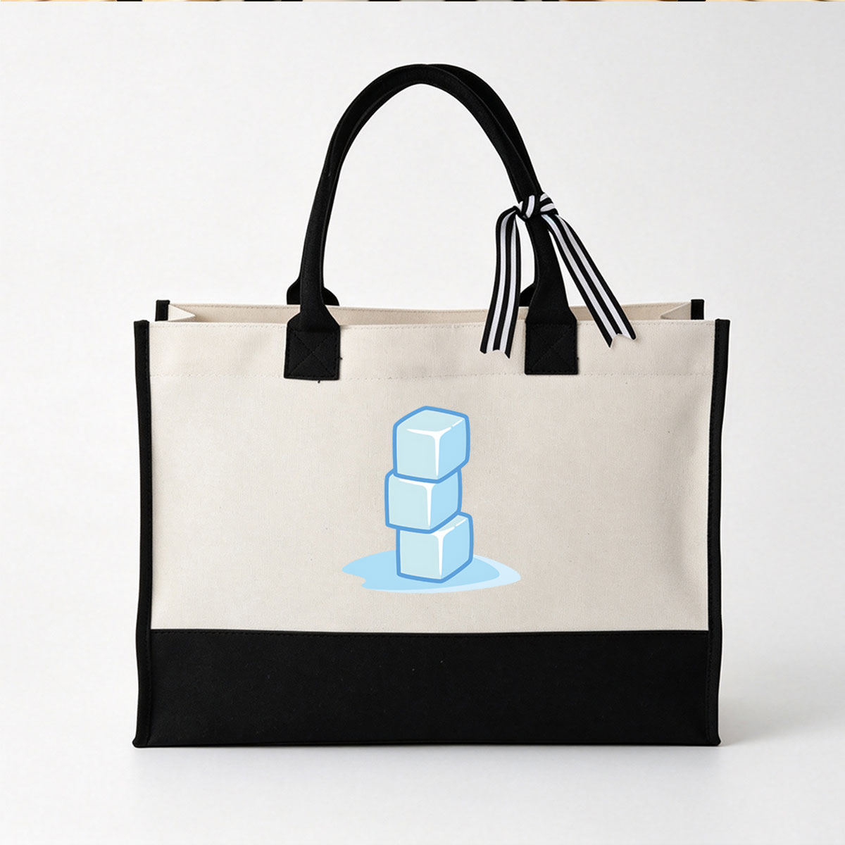 Stacked Ice Cubes Melting into a Pool - Canvas patchwork gift tote bag