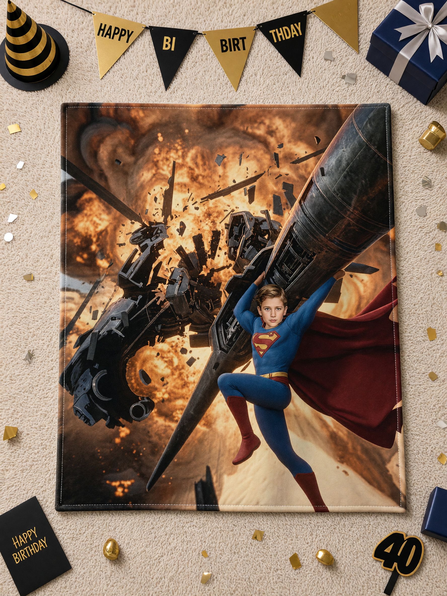 Custom Face Photo Blanket Superhero Flannel Throw Soft Anti-Pilling Fleece Bed Couch Cover Ideal Personalized Gift