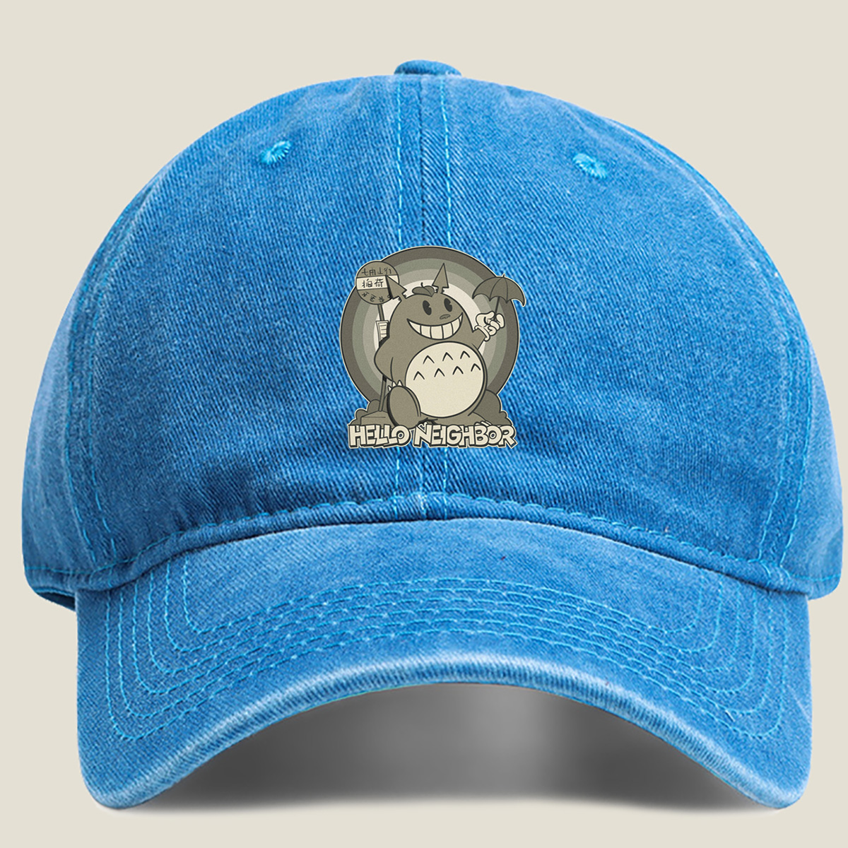 Hello Neighbor Totoro - Washed Denim - Baseball Cap