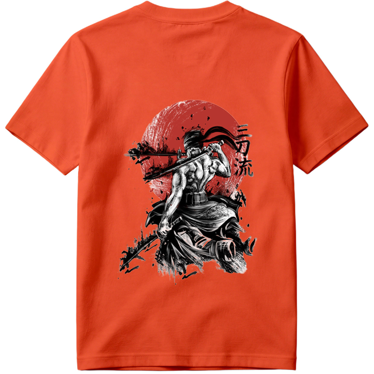 Samurai Warrior with Dual Swords Against Red Sun - Tee