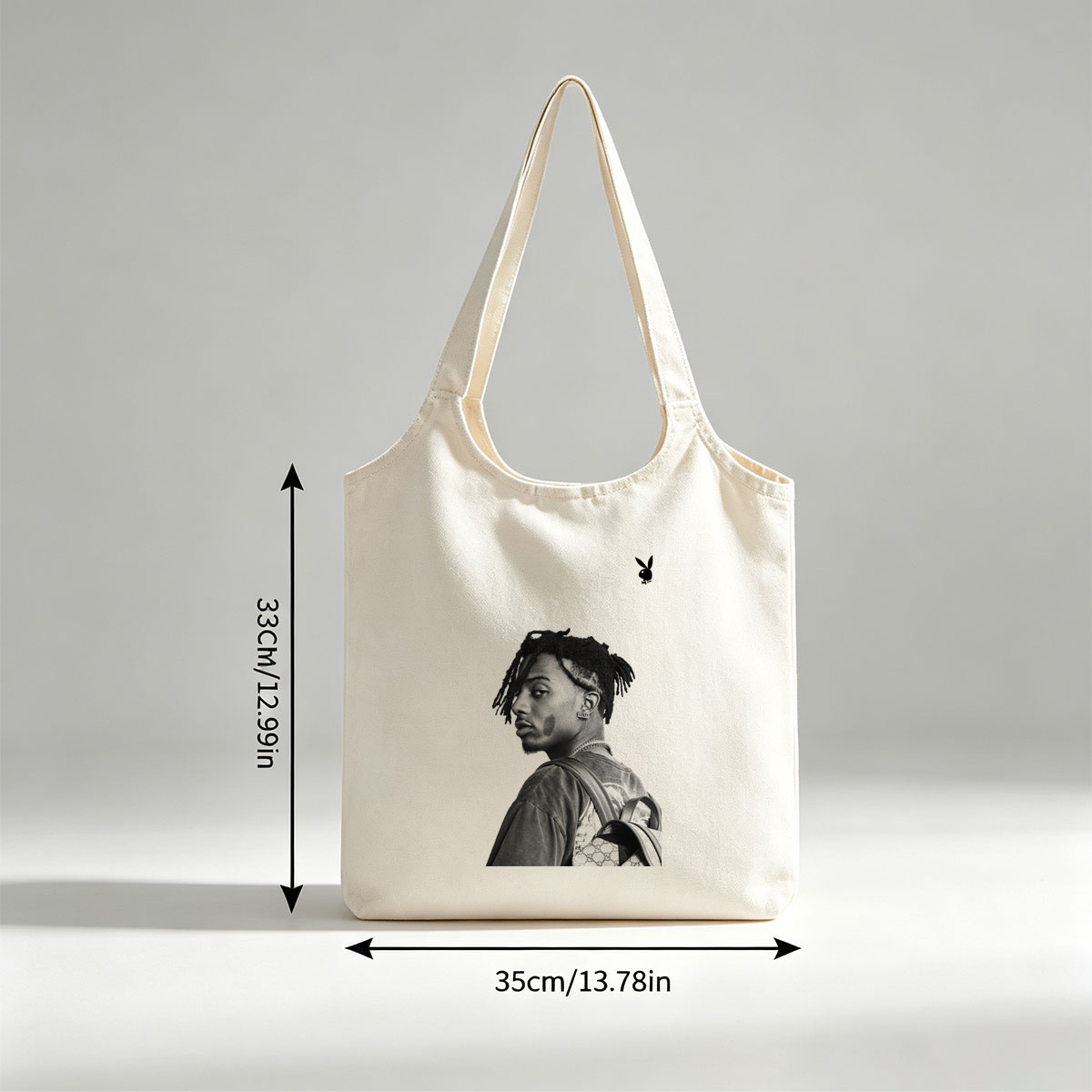 Lil Durk in a Side Profile Pose with Dreads and Gucci Backpack in Black and White Photo - Canvas shoulder bags/