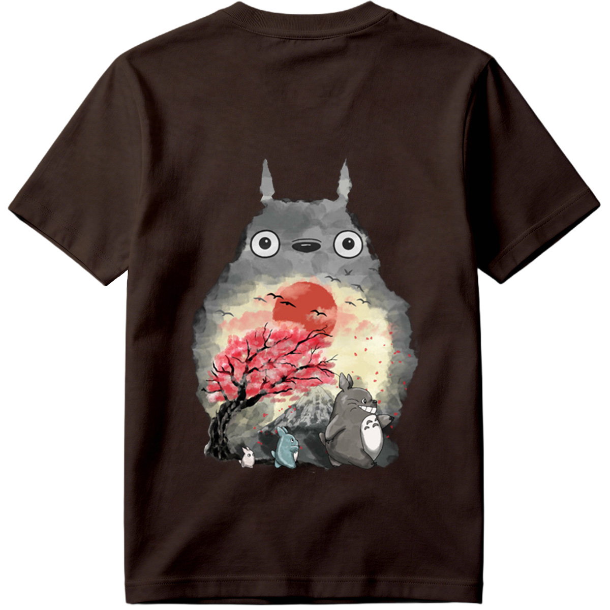 Totoro and Friends in Cherry Blossom Sunset - Tee