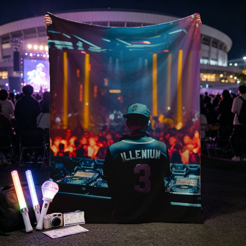 Illenium Live Performance at a Vibrant Music Festival with Crowd and DJ Setup - Blankets